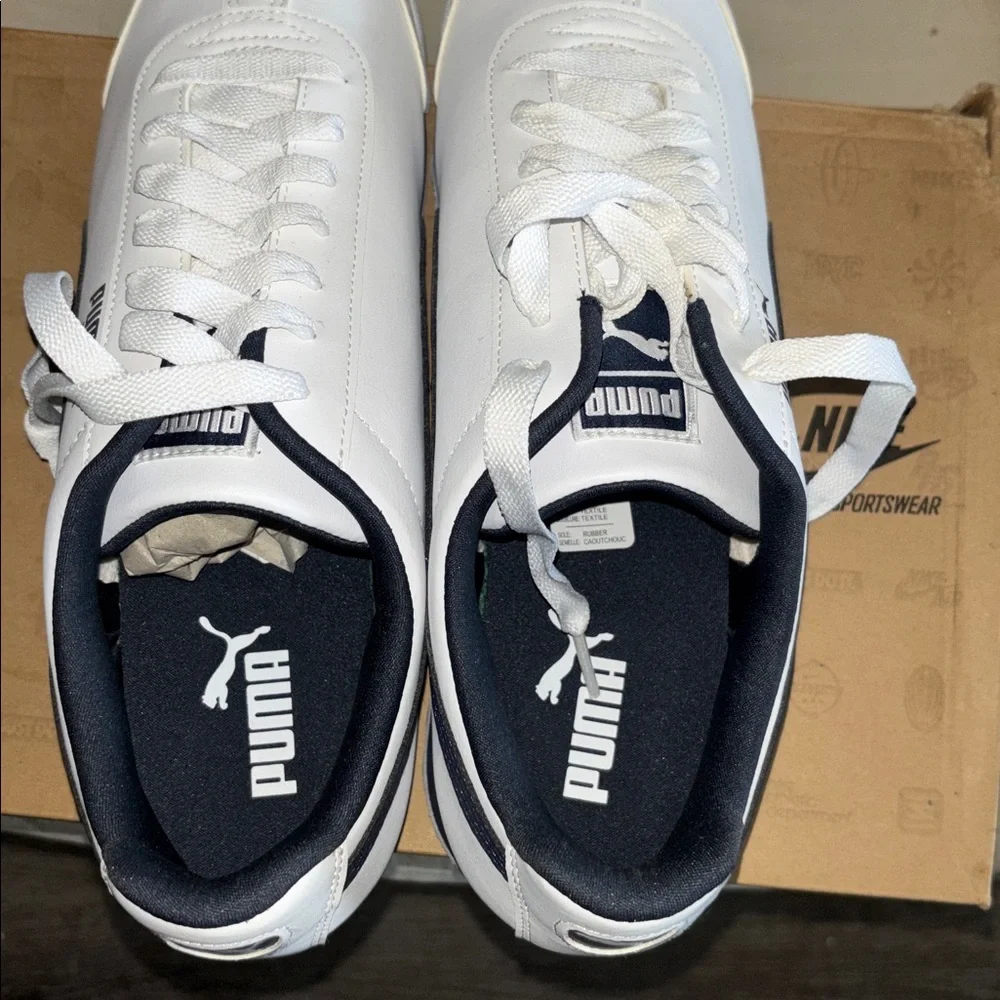 Puma Roma White and Navy Men's Sneakers - Picture 4 of 5